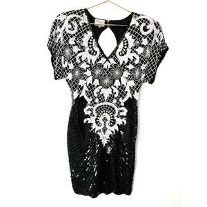Vintage Stenay Vintage Black White Floral Dress